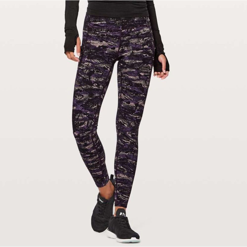 Lululemon Rip Wave Purple Thunder Black Speed Up Tight Full-On Luxtreme Size 8